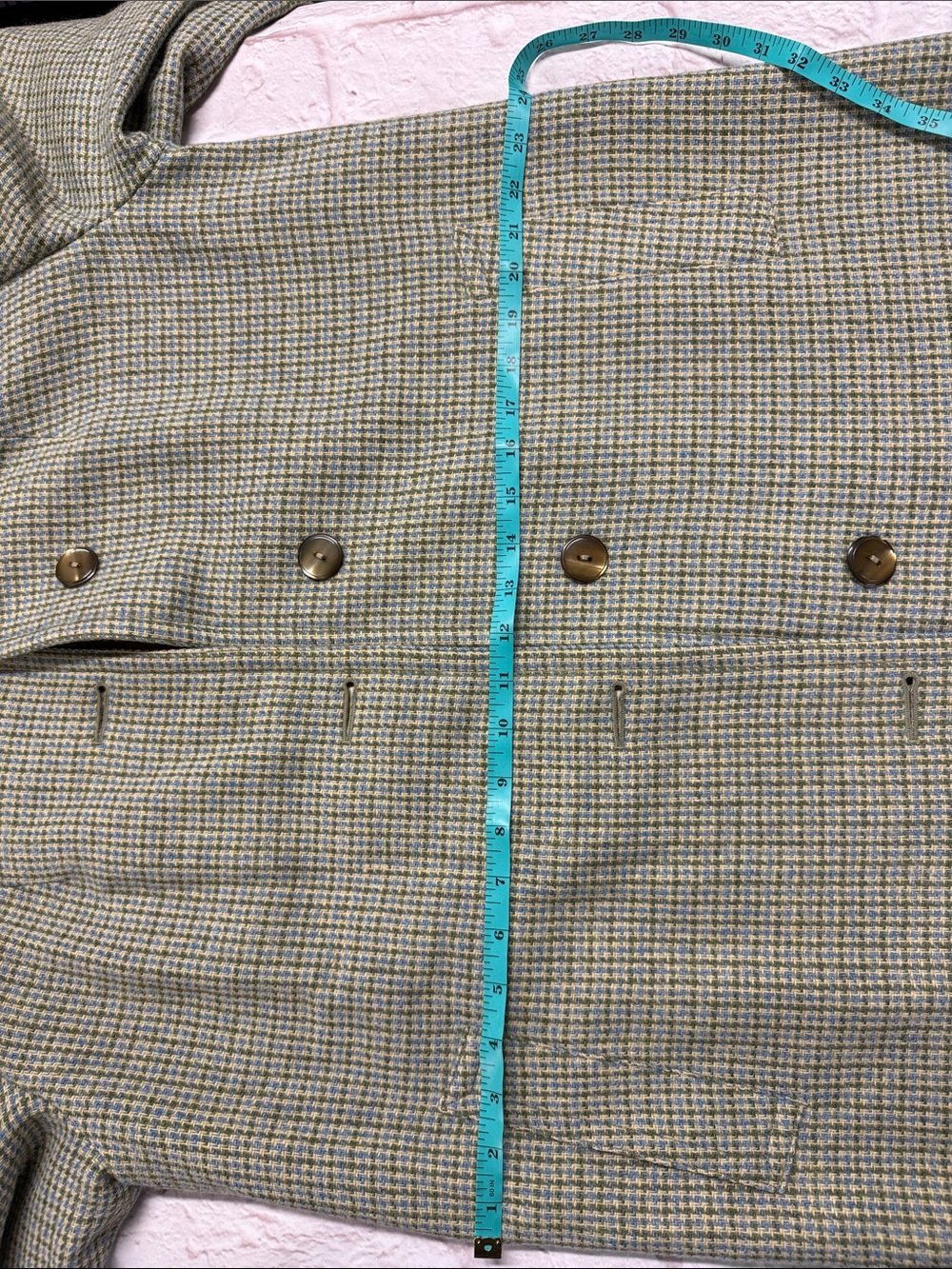 Vintage 1960’s Women's Green Check Wool Coat - Picture 15 of 15